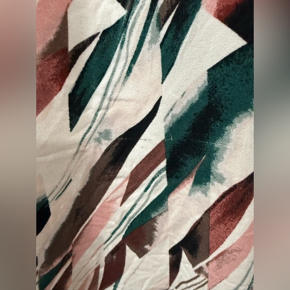 Le Chateau Abstract Print Blouse in Cream, Pink, and Green - Picture 3 of 4